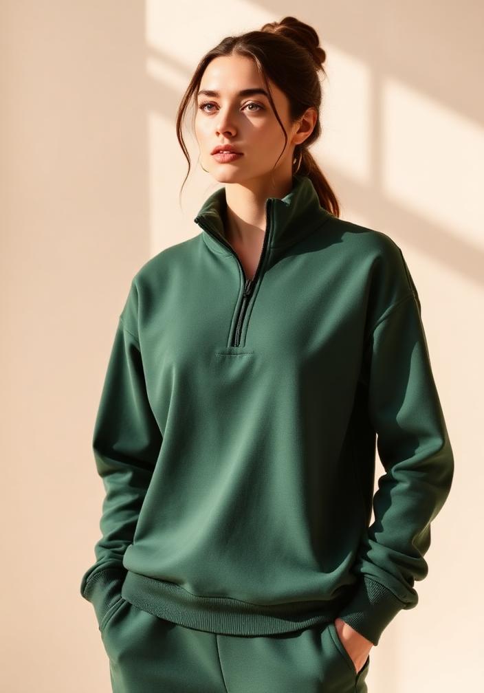 Clover deep half-zip layer in smooth cotton-rich knit