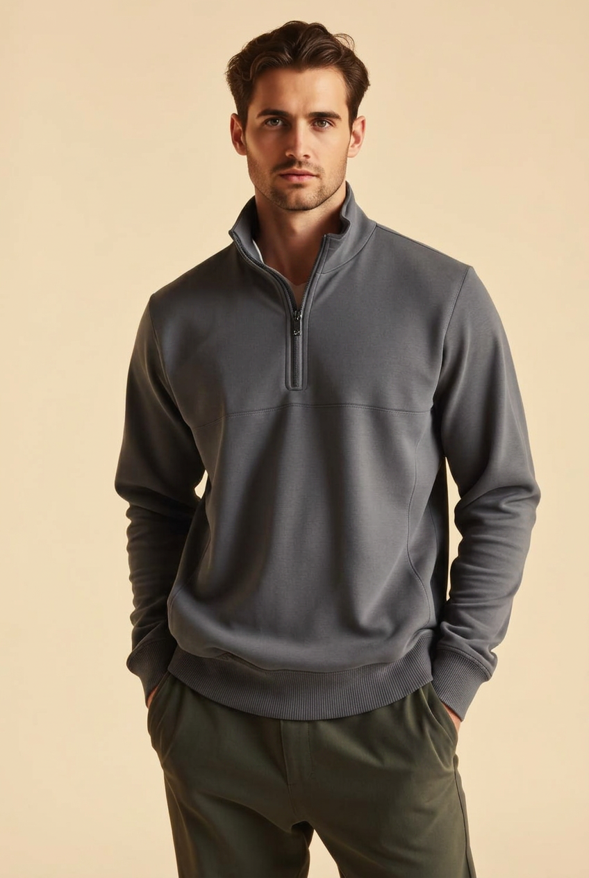 Clover men's Deep Half-Zip in Grey